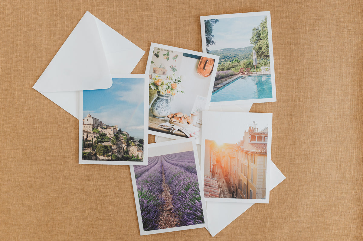 Five Provence notecards held in a fan.