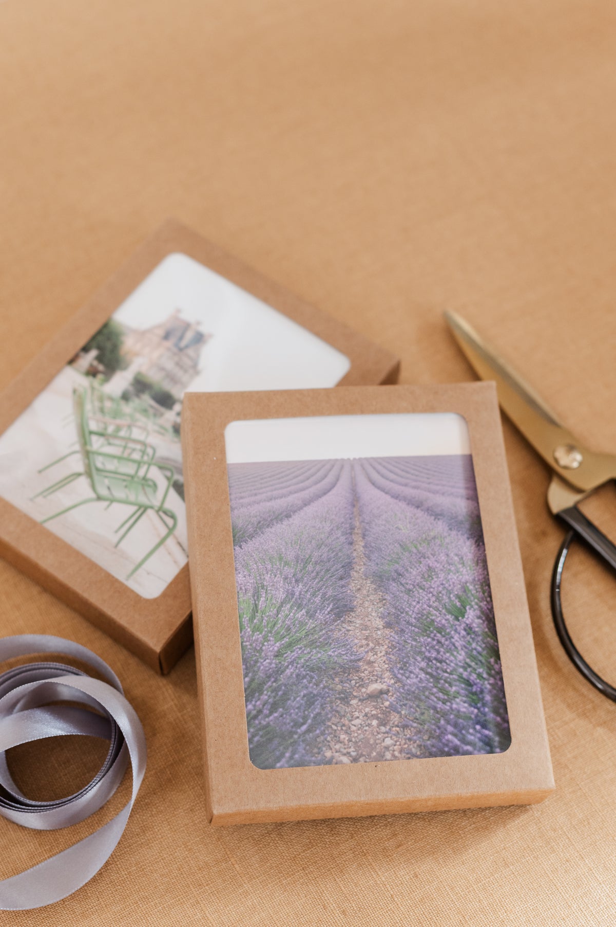 Provence notecards arranged with envelopes.